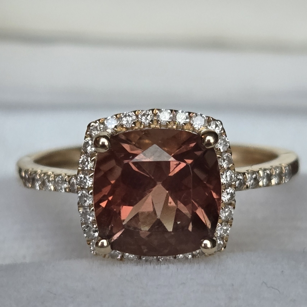 Sunstone diamond ring 14kt